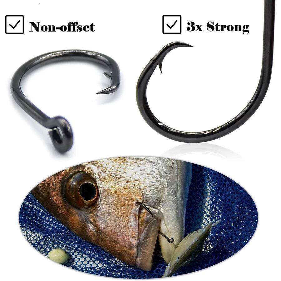 Black Offset Circle Hooks for Big Game Saltwater Tuna Fishing Hook 4# 1# 1/0# 2/0# 3/0# 4/0# 5/0# 6/0# 7/0# 8/0# 10/0# 12/0# S260305