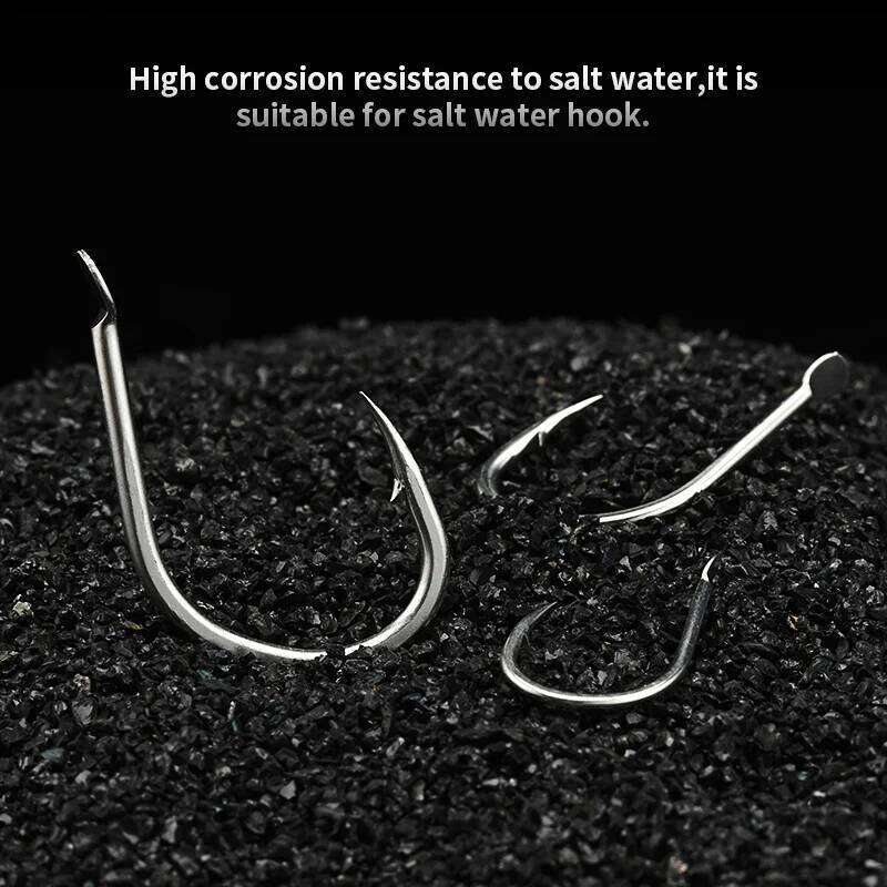 ALLBLUE Metal Jig Hook Jigging Spoon Saltwater High Carbon Steel Small Soft Worm Fishhook 9#-17# S260305