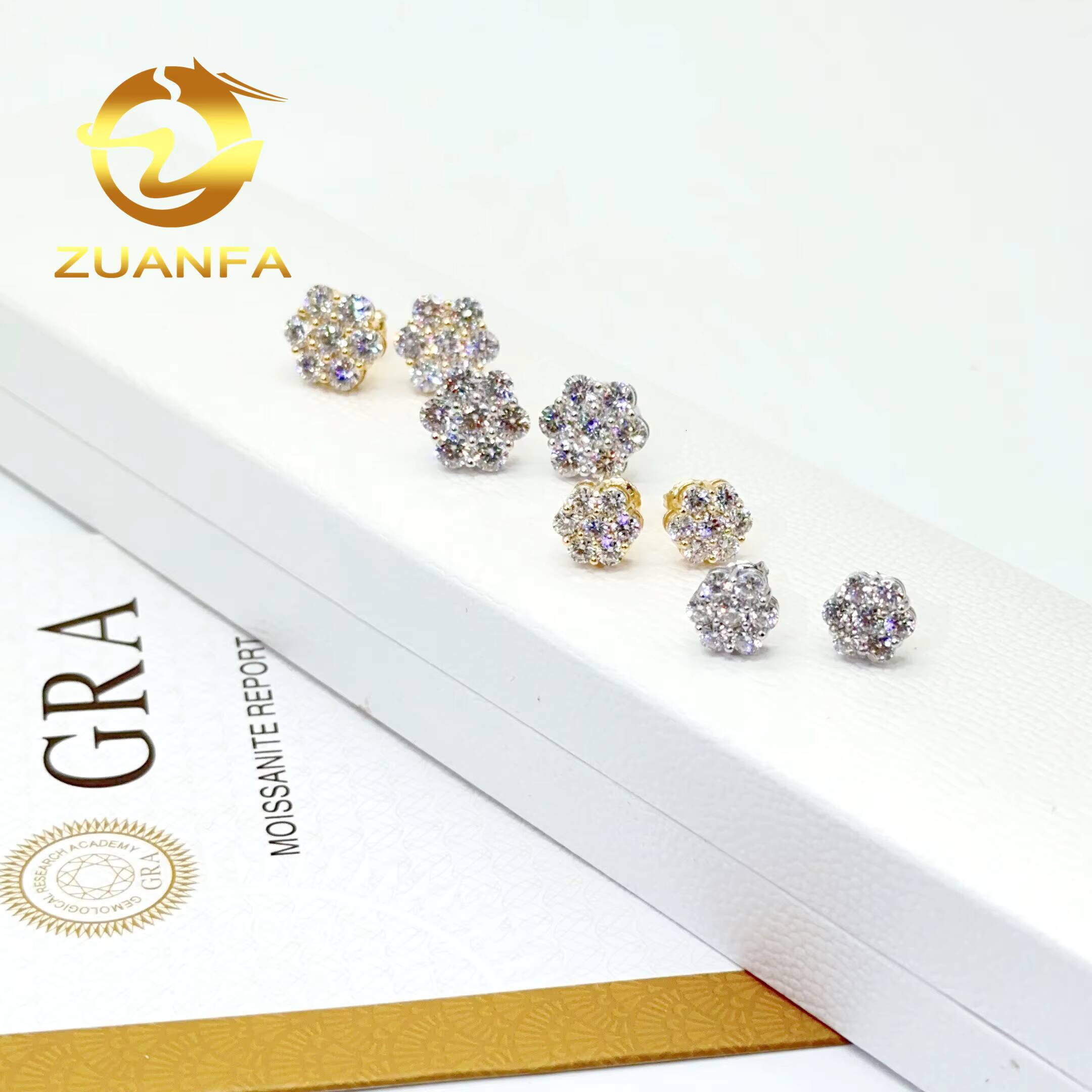 Pass Diamond Tester Classic Flower Cluster Moissanite Stud Earrings 925 Sterling Silver Moissanite Hip Hop Earring for Unisex