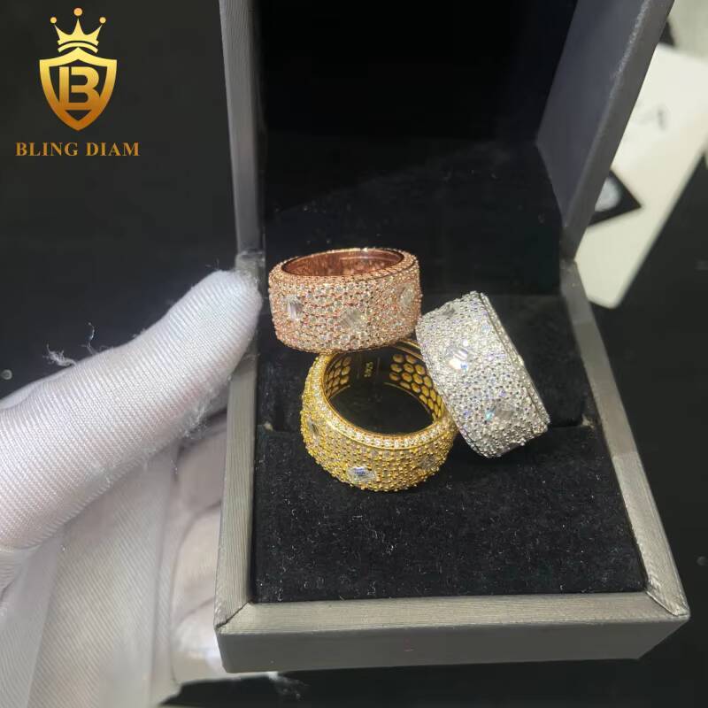 Hot Sale High Quality Diamond Ring 925 Silver Moissanite Rings Iced Out Moissanite Hip Hop Style Jewelry Pass Diamond Test GRA