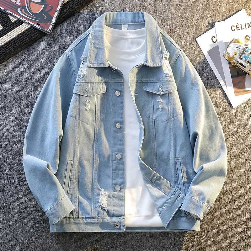 Casual Mens Cotton Denim Jackets 2026 Spring Autumn Loose Jeans Youth Hip Hop Streetwear Solid Denim Coats Cowboy Tops Clothing M260309