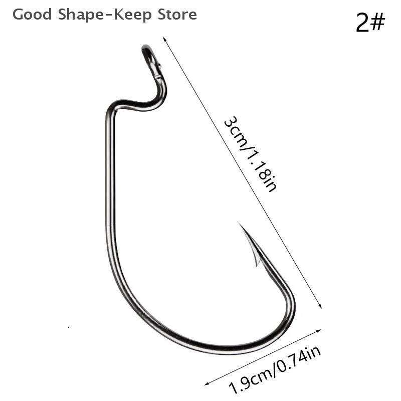 51 Pieces Crank Hook Set Wide Belly Subsoft Bait Hooks Black Red Nickel Plastic Box Packaging for Fishing Gear S260305