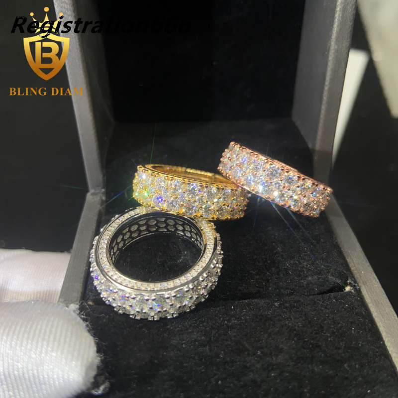 925 Sterling Silver Moissanite Ring Full Diamond Ring Iced Out Moissanite HipHop Style Jewelry Ring Pass Diamond Test with GRA