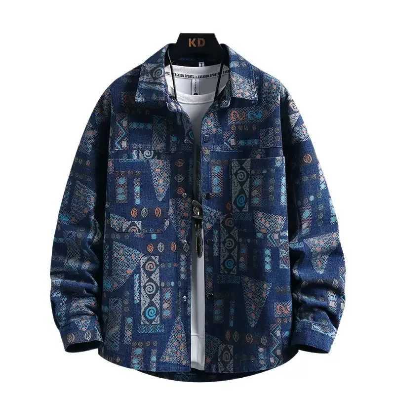 Autumn and Spring New Fashion Trend Printed American Vintage Denim Jacket Mens Casual Loose Sports High-grade Outerwear M-3XL M260309
