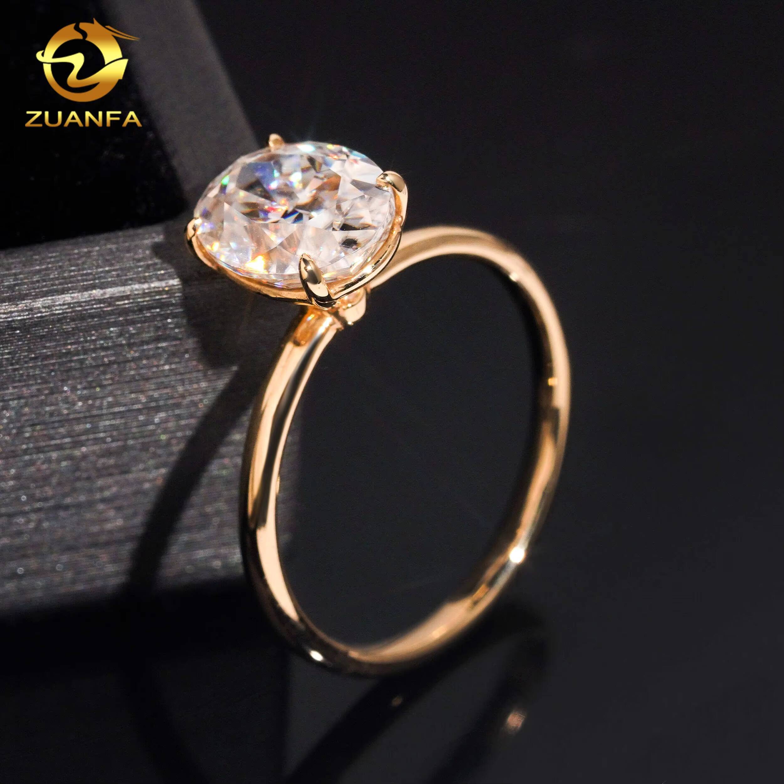 Luxury Women Jewelry 14k White Gold Moissanite Diamond Ring Vvs Oal Cut Solitair Ring Engagement Rings