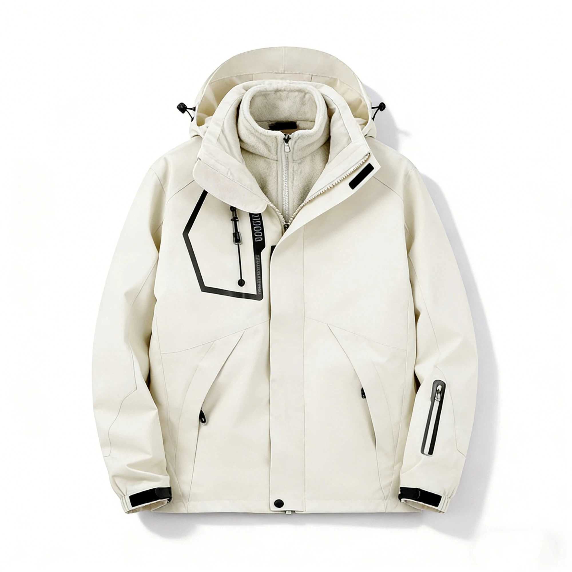 Mens 3 in 1 Jacket Detachable Fleece Windproof Waterproof Winter Coat Outdoor Hiking Ski Jacket with Hood Unisex Hiking Suit M260309