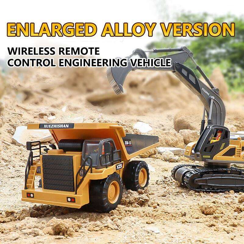 RC Excavator Dumper Car 2.4G Remote Control Engineering Vehicle Crawler Truck Bulldozer Toys for Boys Kids Christmas Gifts C260306
