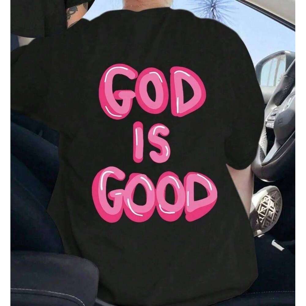"GOD IS GOOD" letter print short-sleeved T-shirt Casual simple style Suitable for summer outings and daily wear XJ260306