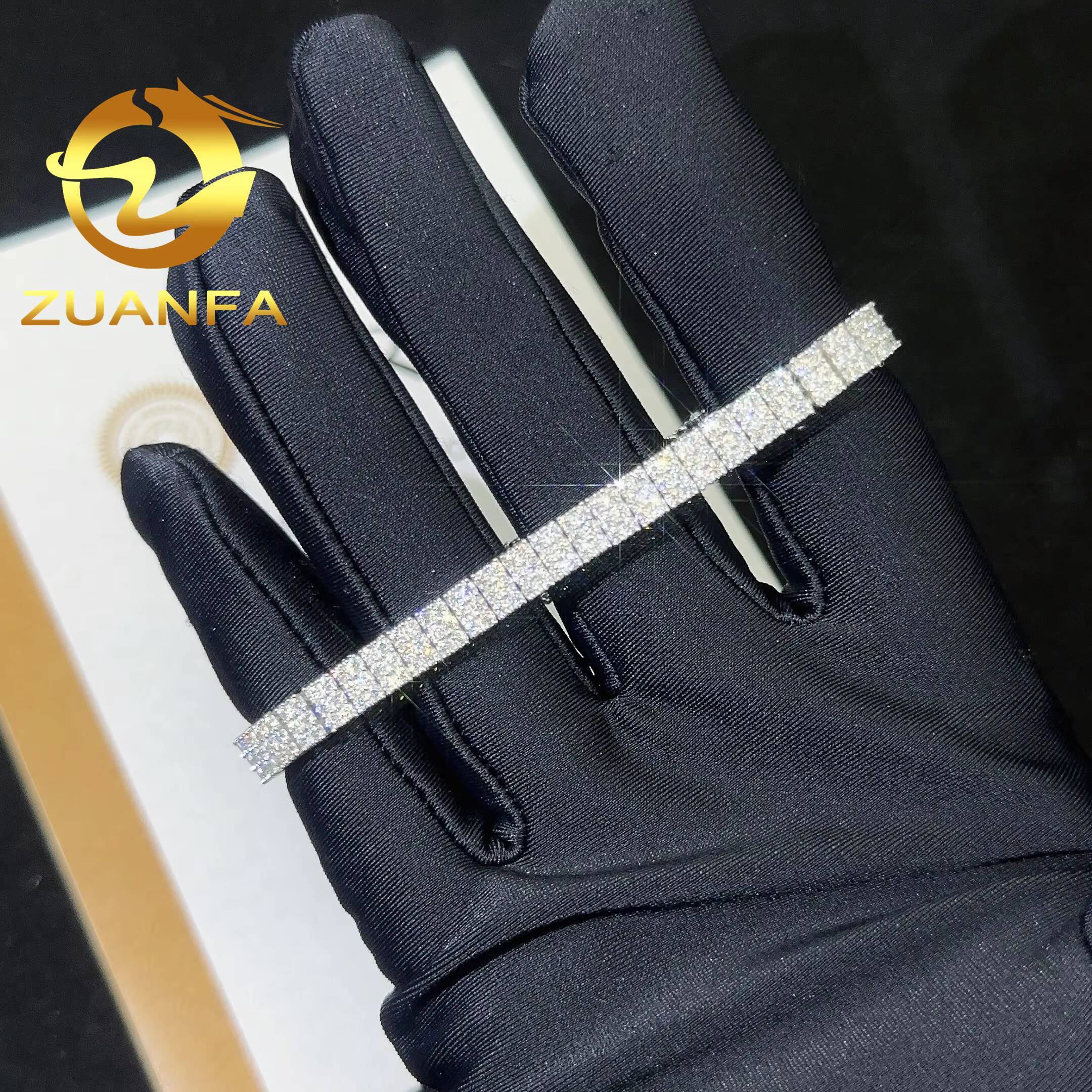 Factory Price 2mm 3Row Moissanite Tennis Necklace Silver 925 Tennis Bracelet Pass Diamond Tester Hip Hop Bracelet Ready Shipping