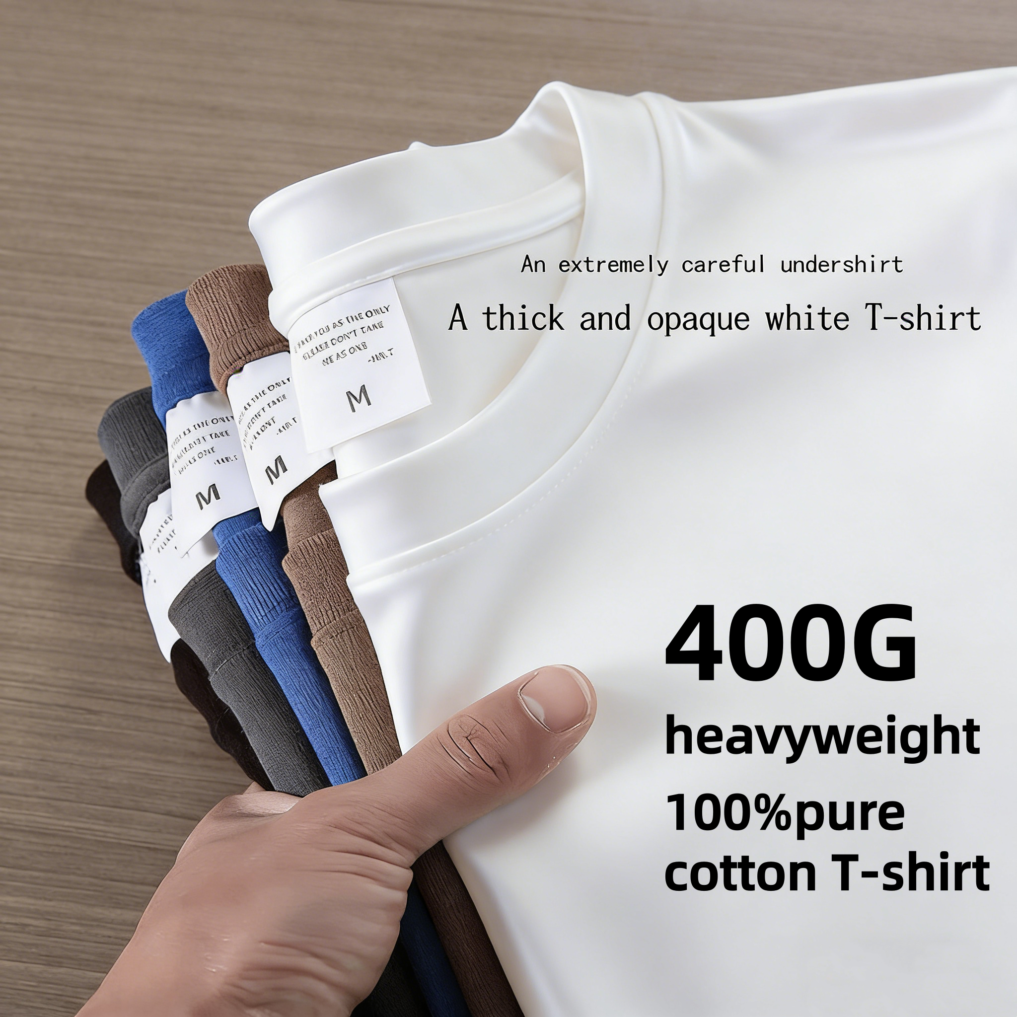Men's T Shirts 400G Heavy Duty Short Sleeve T-shirt Men Summer Cotton Thick Small Neckline Pure White American Half Tees dailywear unisex