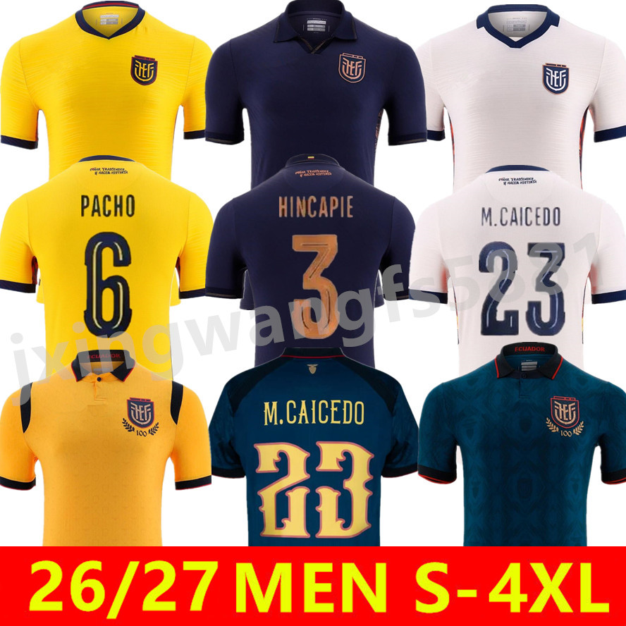 Ecuador 2026 World Cup soccer jersey Men shirt 26 27 Centenary Hincapie Paez M.CAICEDO PACHO Home Away Third Football uniform