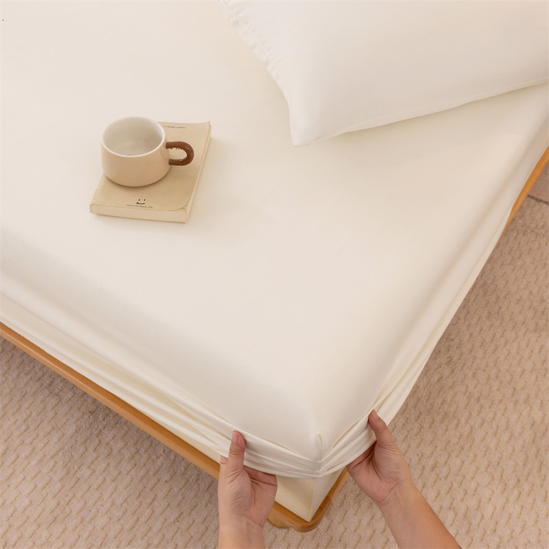 Class A Solid Color Washed Fitted Three-Piece Set Skin-Friendly Cotton Single Sheet Bed Dormitory Dustproof Mattress Cover
