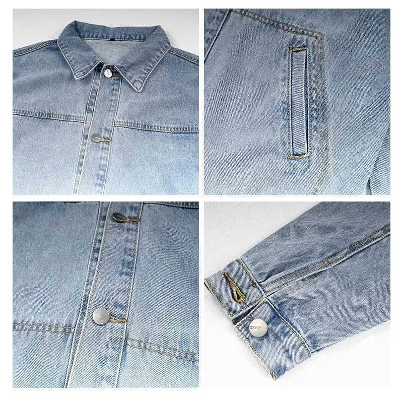 American Mens Loose Trendy Versatile Casual Workwear Coats Fashion Cardigan Retro Denim Jacket Top M260309