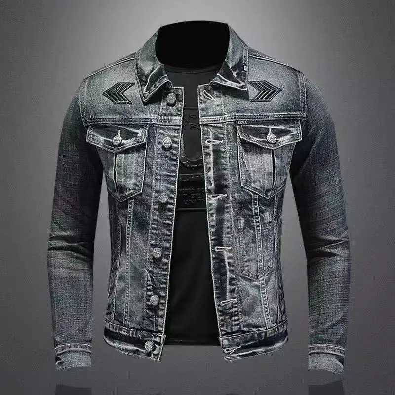 2025 Autumn/Winter New Mens High Street Retro Denim Jacket Cotton Denim Fabric Embroidered Fashion Trend Casual Jacket M260309