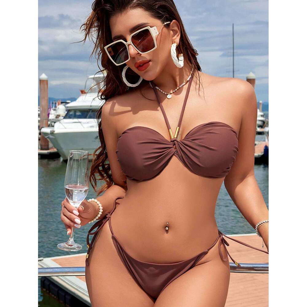 WackDaria Women's Bikini Set Summer Vacation Beach Bathing Suit Swimsuit for Girls Sexy Bandage Swimwear BackLess XJ260206