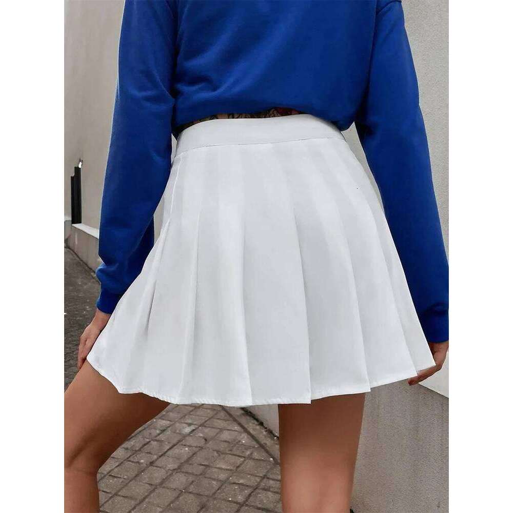 Preppy Style High Waist Solid Pleated Mini Women Summer Spring Korean Fashion Cute White A-line Skirt Y2k Skort Clothes XJ260309