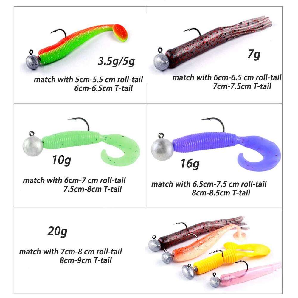 Jig Head Fishhook 1g 2g 3g 4g 5g 6g 7g 8g 9g 10g 12g 14g 16g Crank Slow Jigging Set for Soft Worm Lure Pesca Gear Tackle Hook S260305