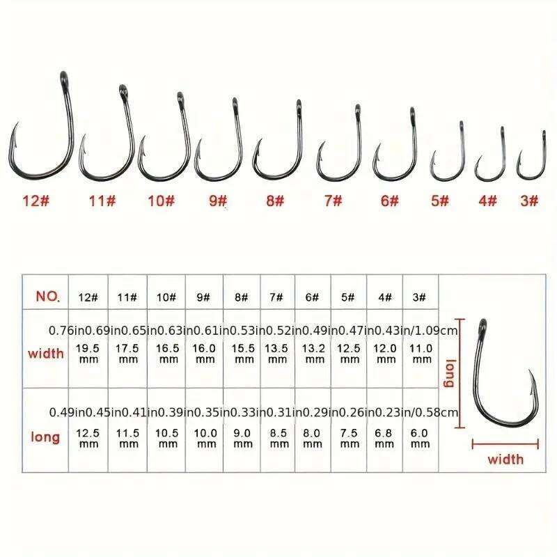 500pcs Fishhooks Strong Sharp Silver Circle Fishhook 3#-12# Jig Barbed Pesca Portable Tackle Accessories Sea Fishing Set S260305