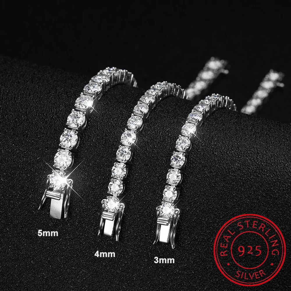 3mm 4mm 5mm 65mm Diamond Tennis Bracelet for Women Men GRA Certificate 925 Sterling Silver Mens Gift Sapphire 260228