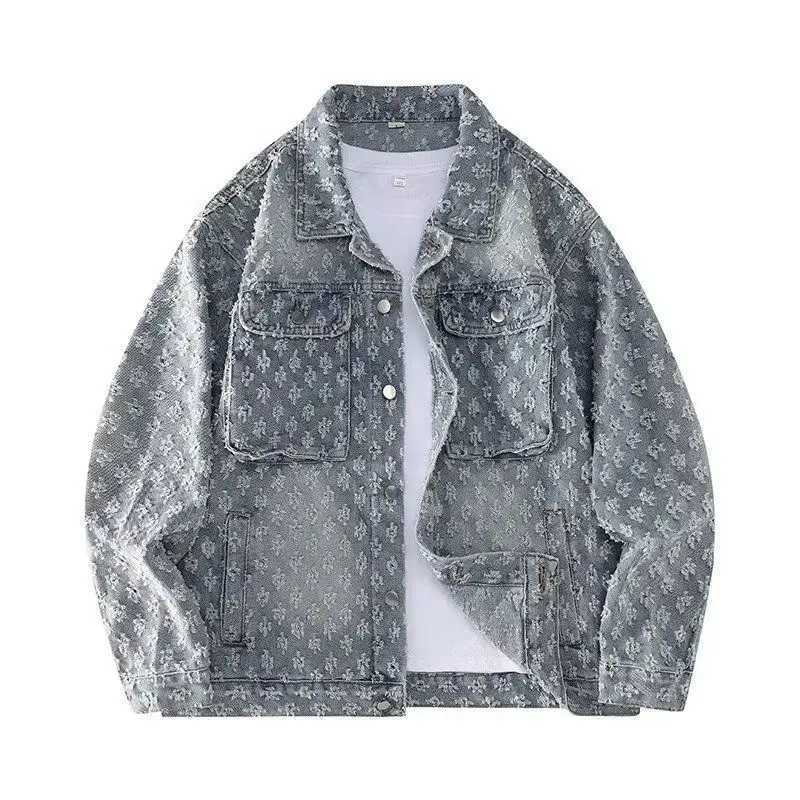 Fashion Stylish Clothing Loose-fitting Jacket for Casual Cotton Suitable Spring and Autumn Water-washed Jacquard Jacket a03 M260309