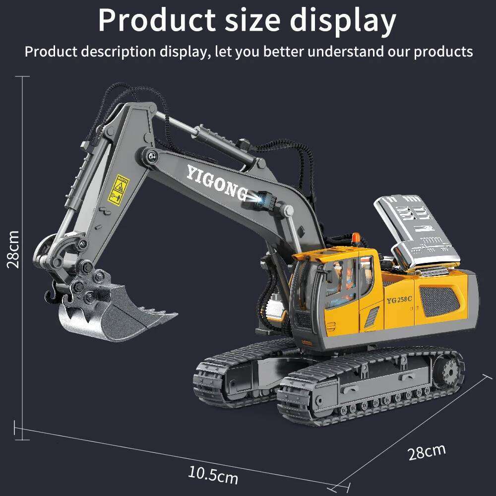Children'S Alloy 9-Channel Track Excavator Bulldozer Engineering Remote Control Vehicle Toy C260306