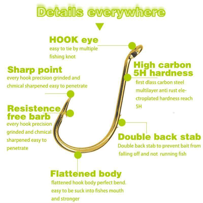 50pcs Octopus Sea Fishing Hooks, With Eye, Double Barbed Circle Hooks - Gold, for Bass and Catfish. S260305