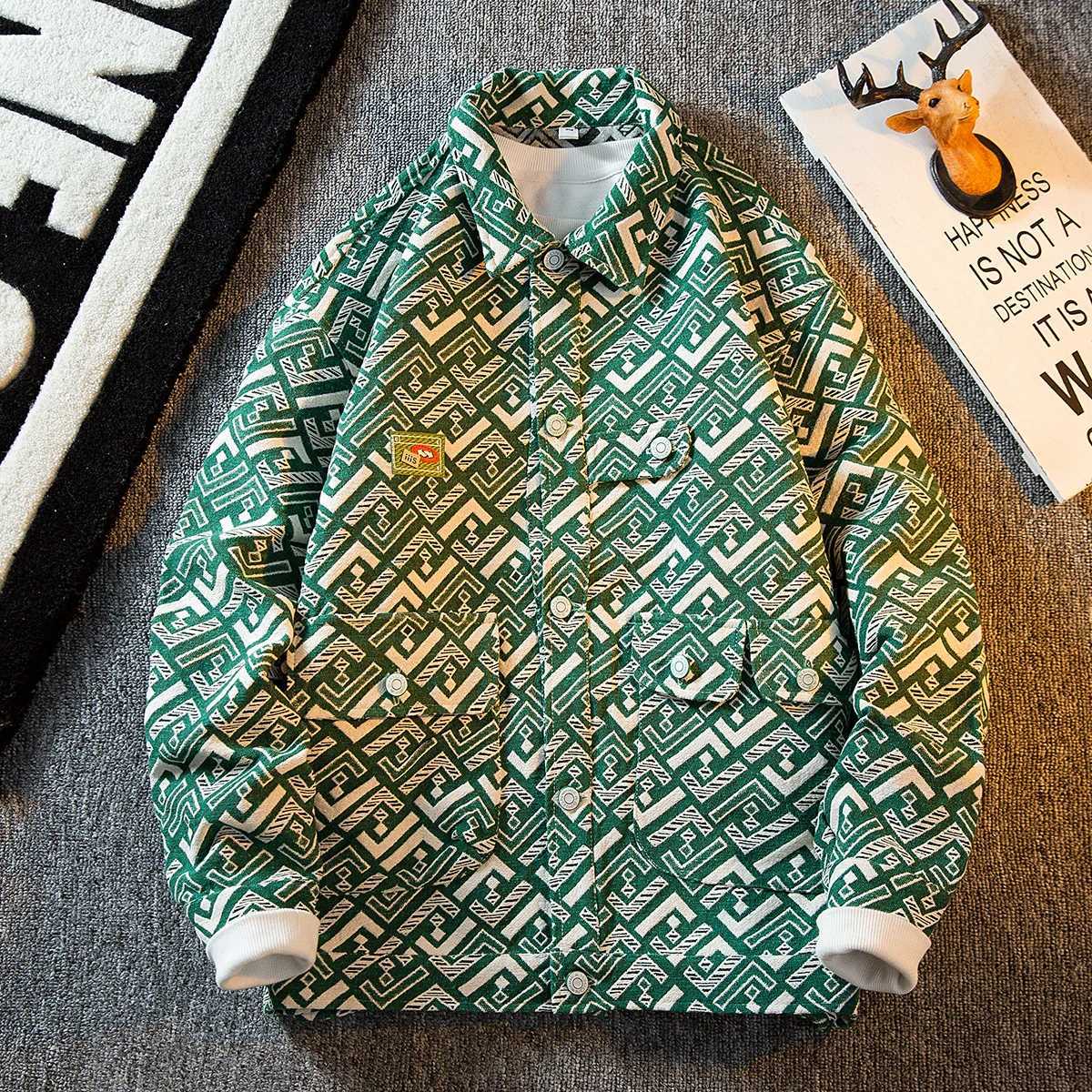 American Retro Plaid Jackets Mens Handsome High Street Loose Casual Workwear Jacket Tops Men Overcoat Male Clothes M260309