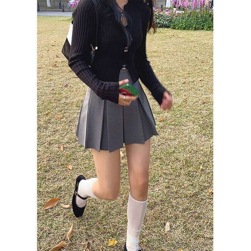 MEXZT Y2K Mini Skirts Women Harajuku Streetwear Black Pleated Korean Fashion School Uniform Kawaii High Waist A Line Skirt XJ260309