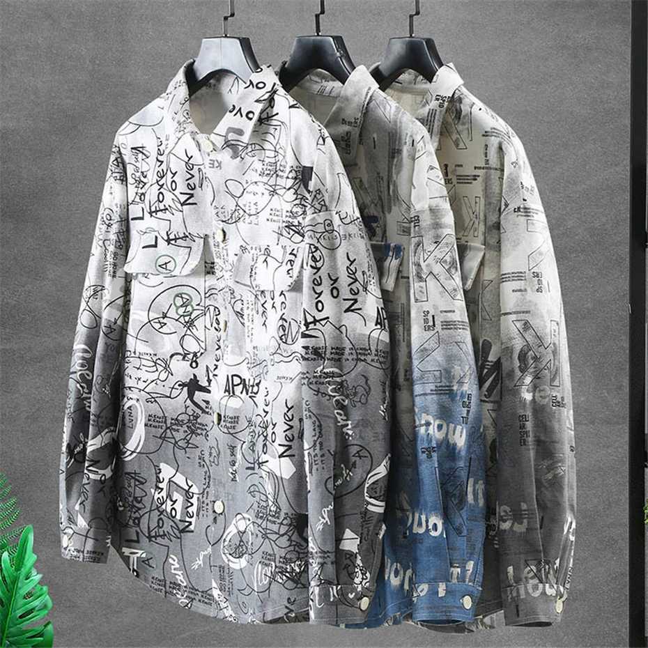 Plus Size 8XL 10XL Denim Jacket Men Spring Denim Coat Letter Graffiti Streetwear Jean Jackets Male Big Size 9XL 10XL M260309