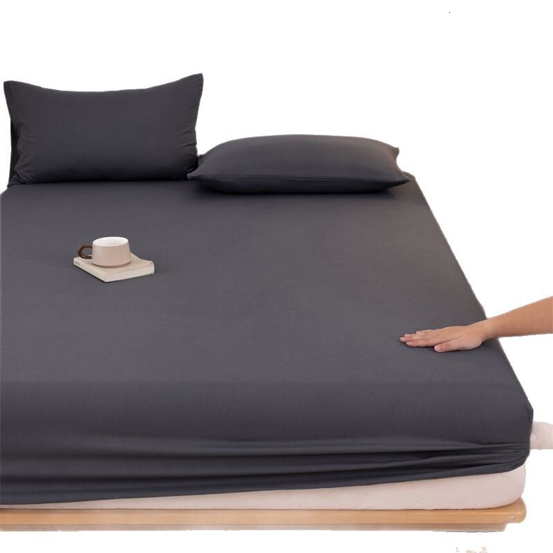 Class A Solid Color Washed Fitted Three-Piece Set Skin-Friendly Cotton Single Sheet Bed Dormitory Dustproof Mattress Cover