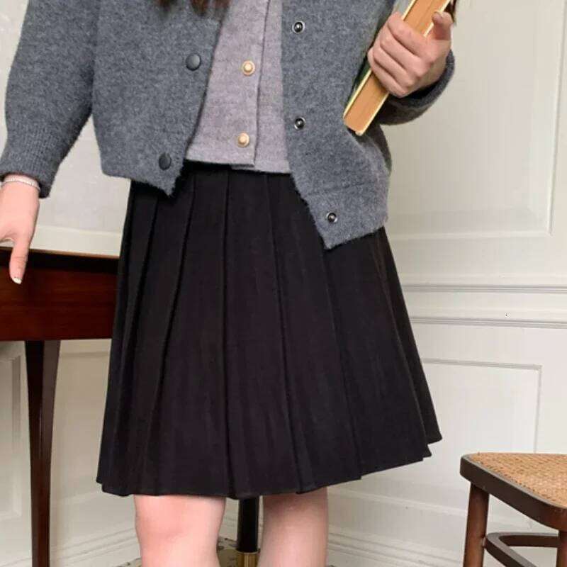 Matakawa Woolen Women Skirts Solid Autumn Winter Korean Fashion Faldas Mujer Preppy Style Sweet Basics Retro Mini Skirt XJ260309