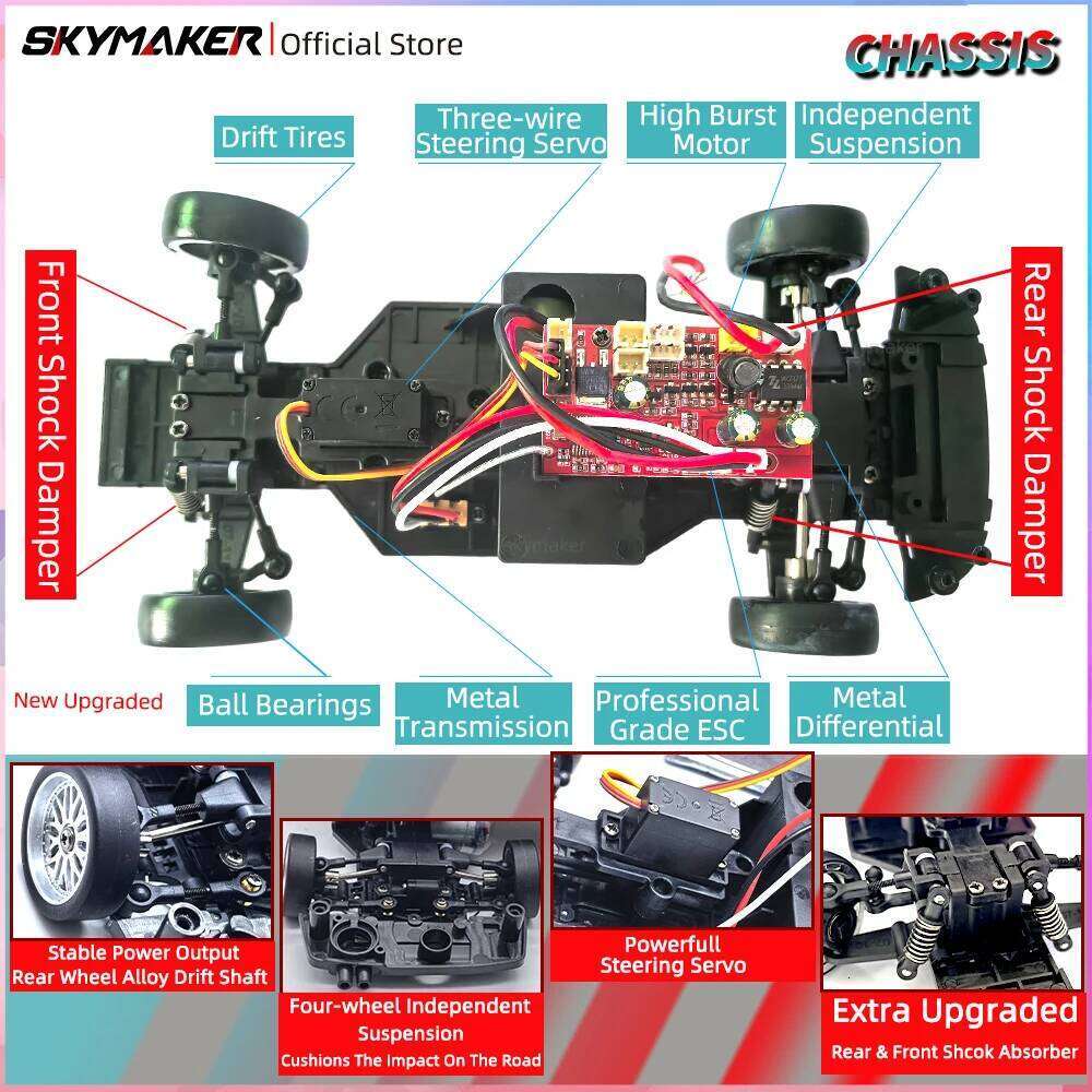 Skymaker LDRC LD1804 1/18 Drift Car MX5 2.4GHz RWD with ESP Gyroscope on-Road LED Lights Full Scale RC Cars Children Toy Gift C260306