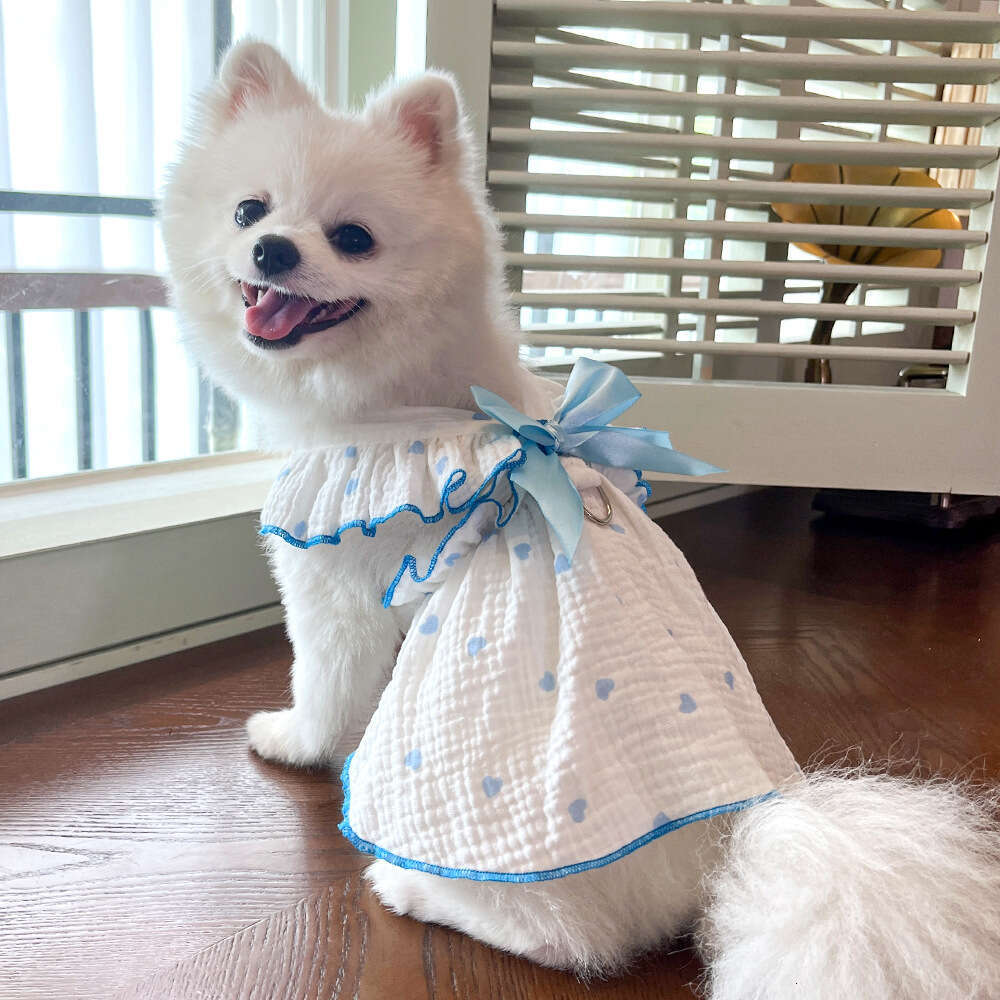 Famous brand Pet Dress Clothes Spring Summer Teddy Bichon Pomeranian Heart Dog Apparel Cat Costume pupakaIK