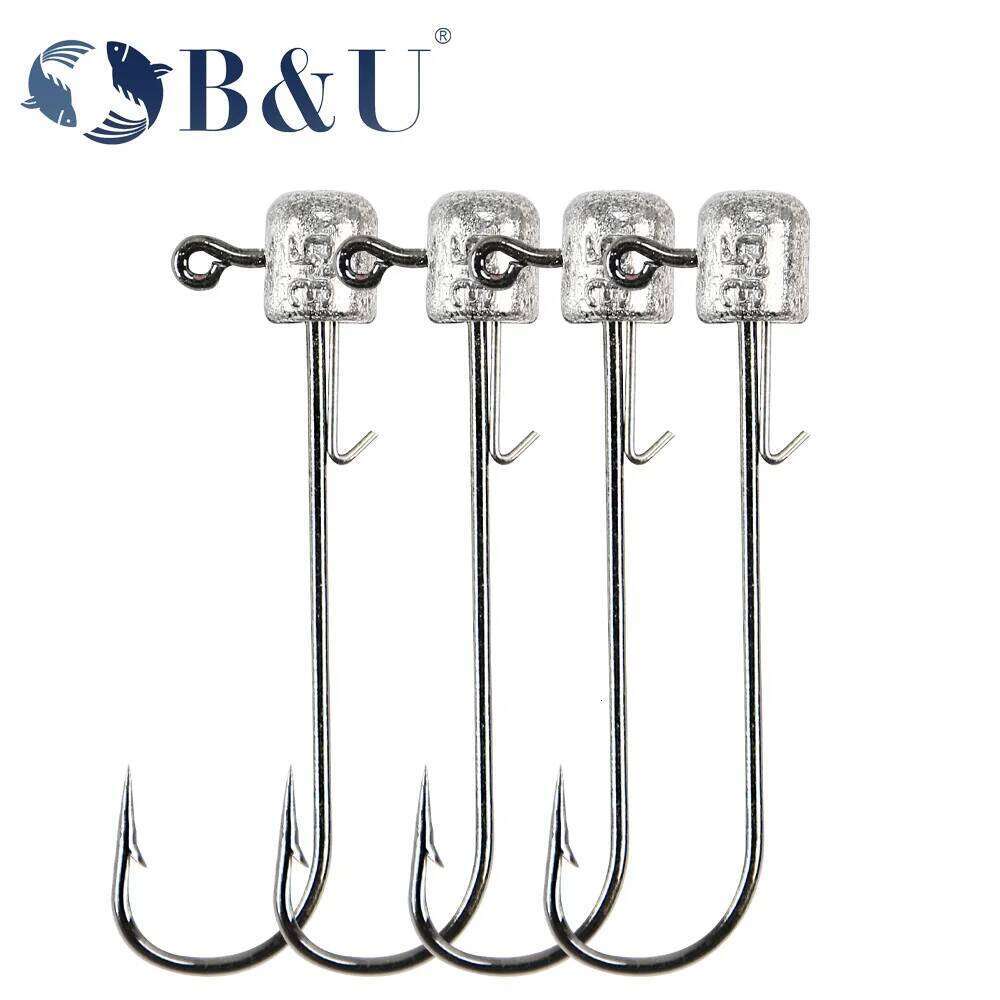 B&U NED head jigs hook 2g-14g All size Round Ball Jig Head Hook Weedless Long Shank Secondary hooks For Soft Worm Fishing S260305