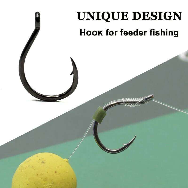 20PCS Hook Method Tackle Barbed Eyed Feeder Fishing Hooks for Carp Hair Rig S260305