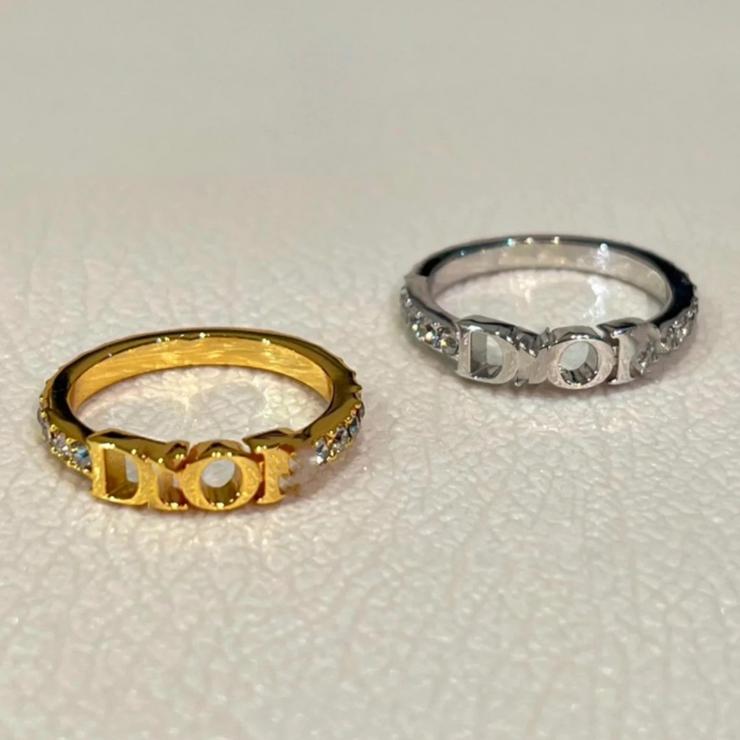 18K diamond Ring Letter designer rings Stainless Steel Elegant Band rings fashion Classic Designer Jewelry for wedding parties