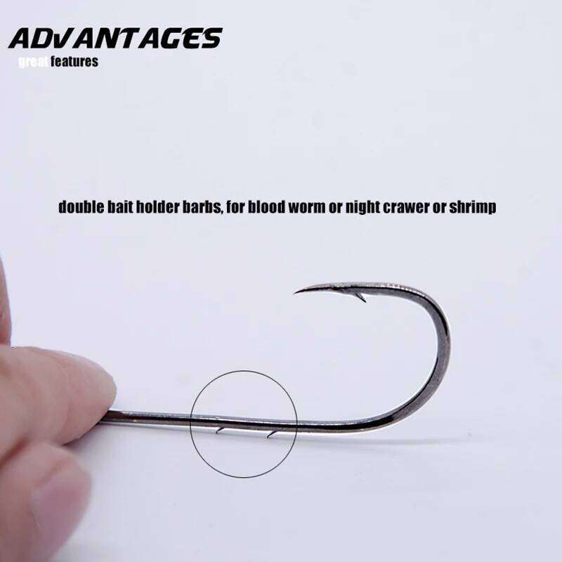 50pcs/lot Long Shank Hook For Fishing Live Double Bait Keeper Barbs High Carbon Steel With Anti-rust Fishhooks S260305