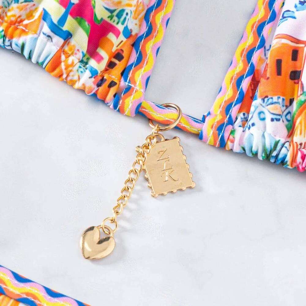 "2025 New Triangle Bikini Set - Floral Print Push Up Swimsuit & Brazilian Bottoms" XJ260206