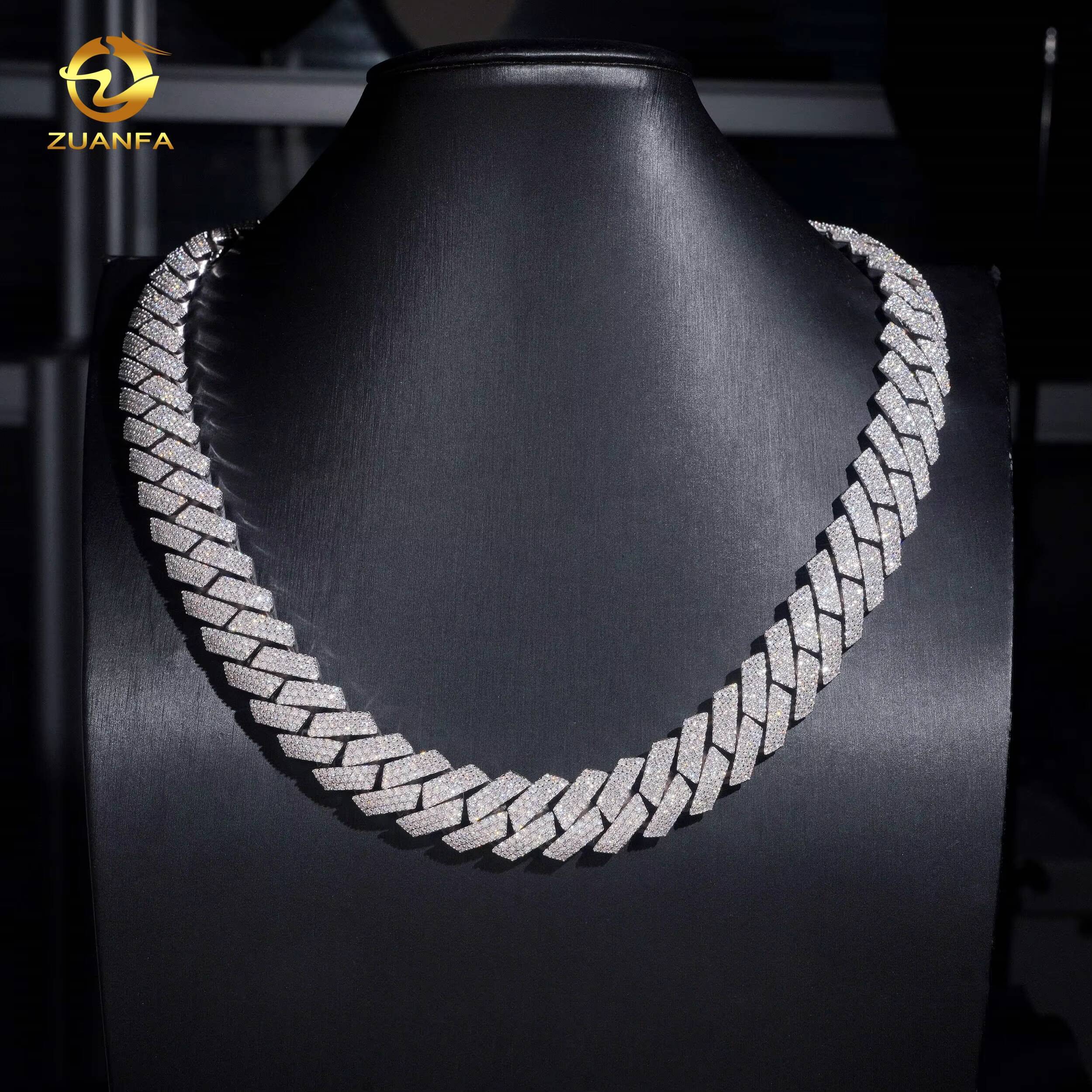 15mm Moissanite Bracelets Safe Clasp Hip Hop Jewelry 925 Silver VVS Moissanite Iced Out Diamond Miami Cuban Link Chain Necklace