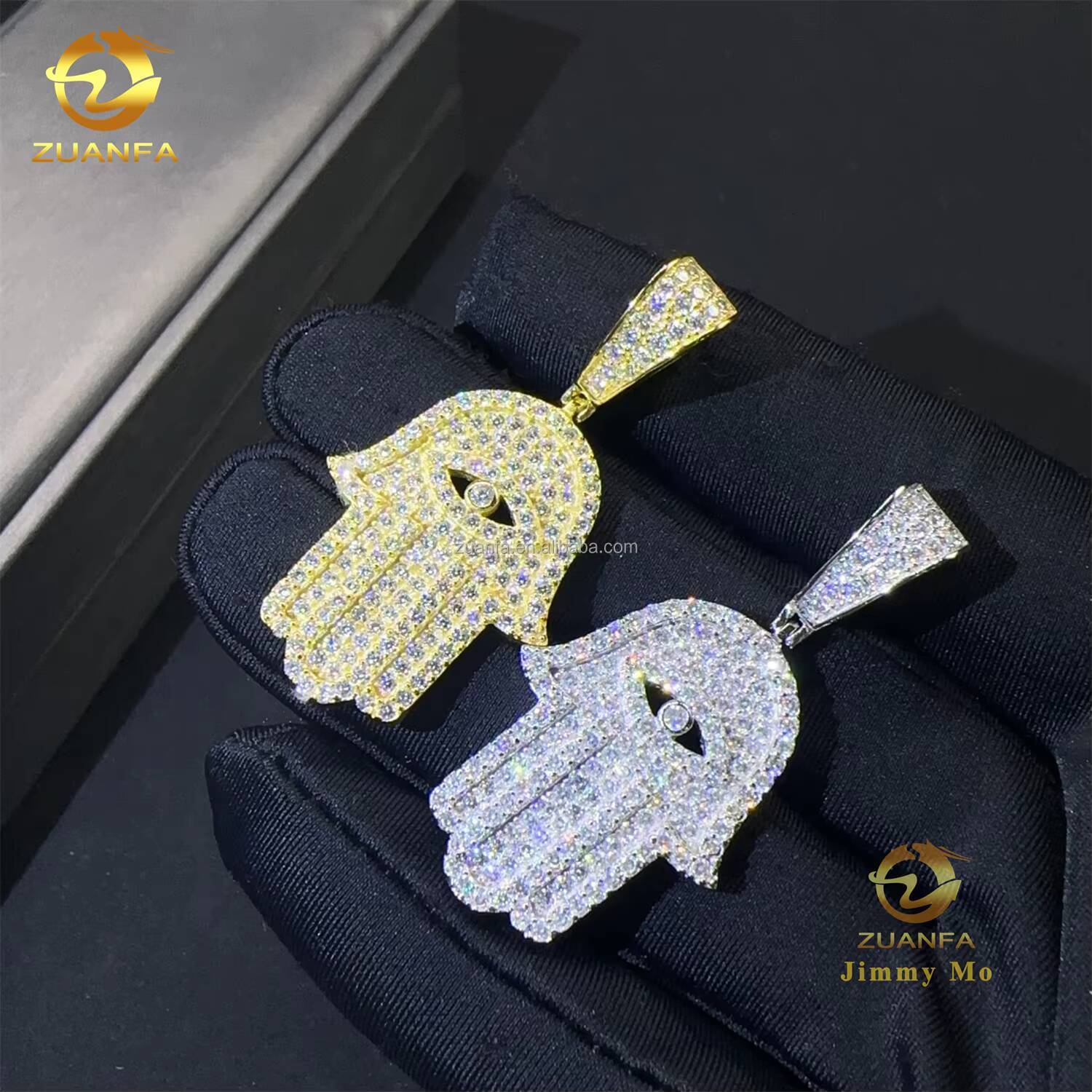 Bulk Stock Hip Hop Iced OutDrop Shipping Popular Jewelry Hip Hop Pendant 925 Silver VVS1 Moissanite Diamond Hamsa Pendant