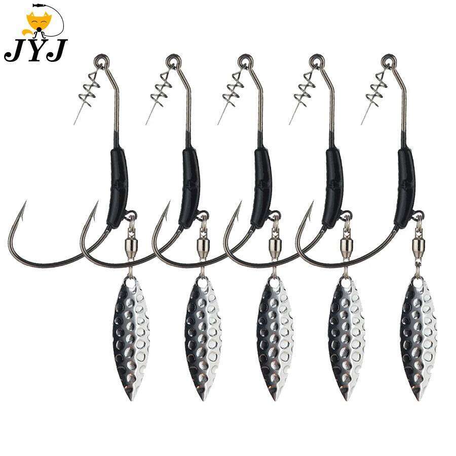 2pcs Offset Weighted Crank With Spoon sequins Hook Fish Hooks Fit for Texas Rigs Fishing Tackle S260305