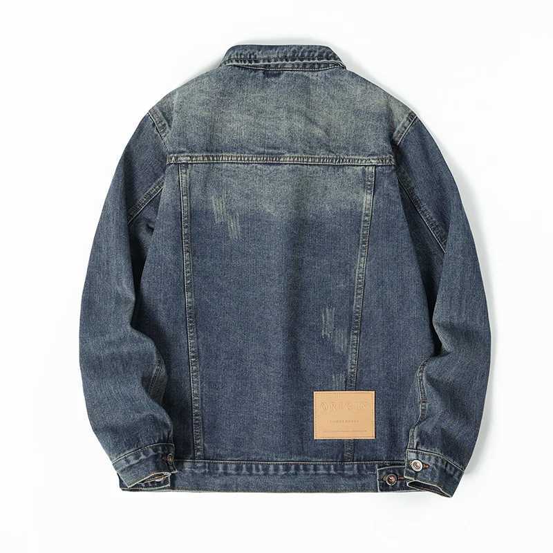 Korean Fashion Stylish Retro Cotton Outerwear Men Single Breasted Casual Jacket Spring Autumn Embroidered Jeans Coat a54 M260309