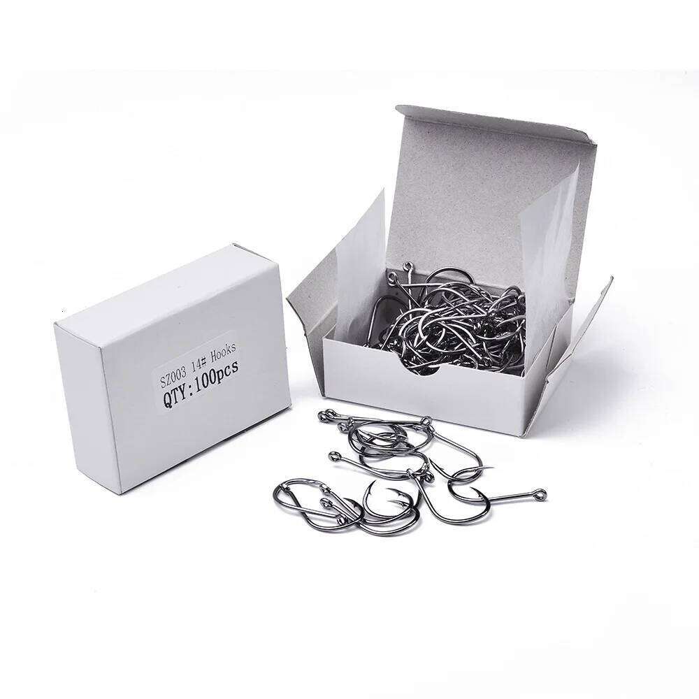 Inline Circle Saltwater Fishing Catfish Hooks Colsed Eye for Bass Salmon Striped 200pcs Size 3#-15# Bait Assistant Hook S260305