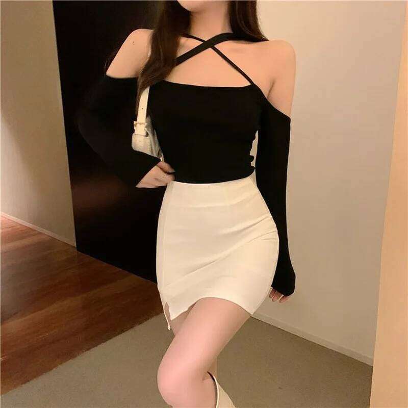 Hot Girls In Sexy Mini Women Skirts Short with Side Slit Hip Wrap Chic and Elegant Woman Skirt Korean Style Fashion High Waist XJ260309