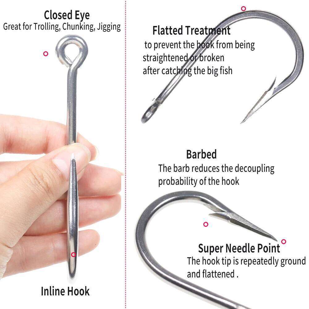 WIFREO 5/0-13/0 Stainless Steel Saltwater Hook Big Game Jigging Tuna Shark Fishing Bait Heavy Duty Fishhooks 7691 S260305