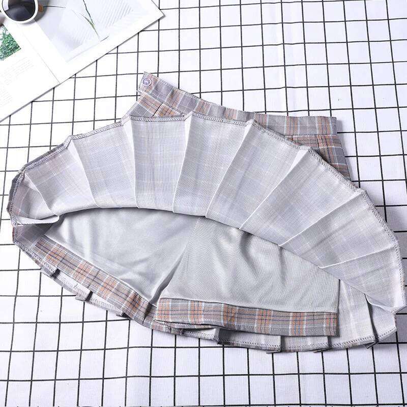 Pleated Skirts Checkered Women Clothing Summer Korean College Style School Girl Uniform High Waist A Line Mini Plaid Skirt Pants XJ260309