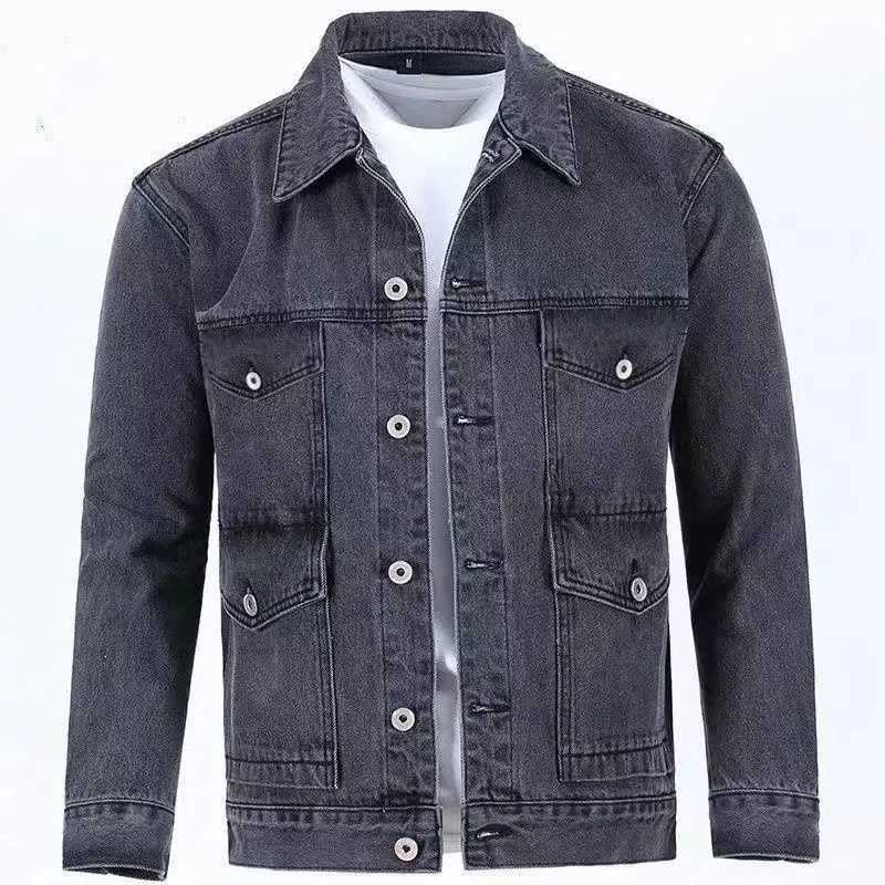 2023 Spring and Autumn New Fashion Trend Solid Color Denim Jacket Mens Casual Loose Comfortable Large Size Coat M260309