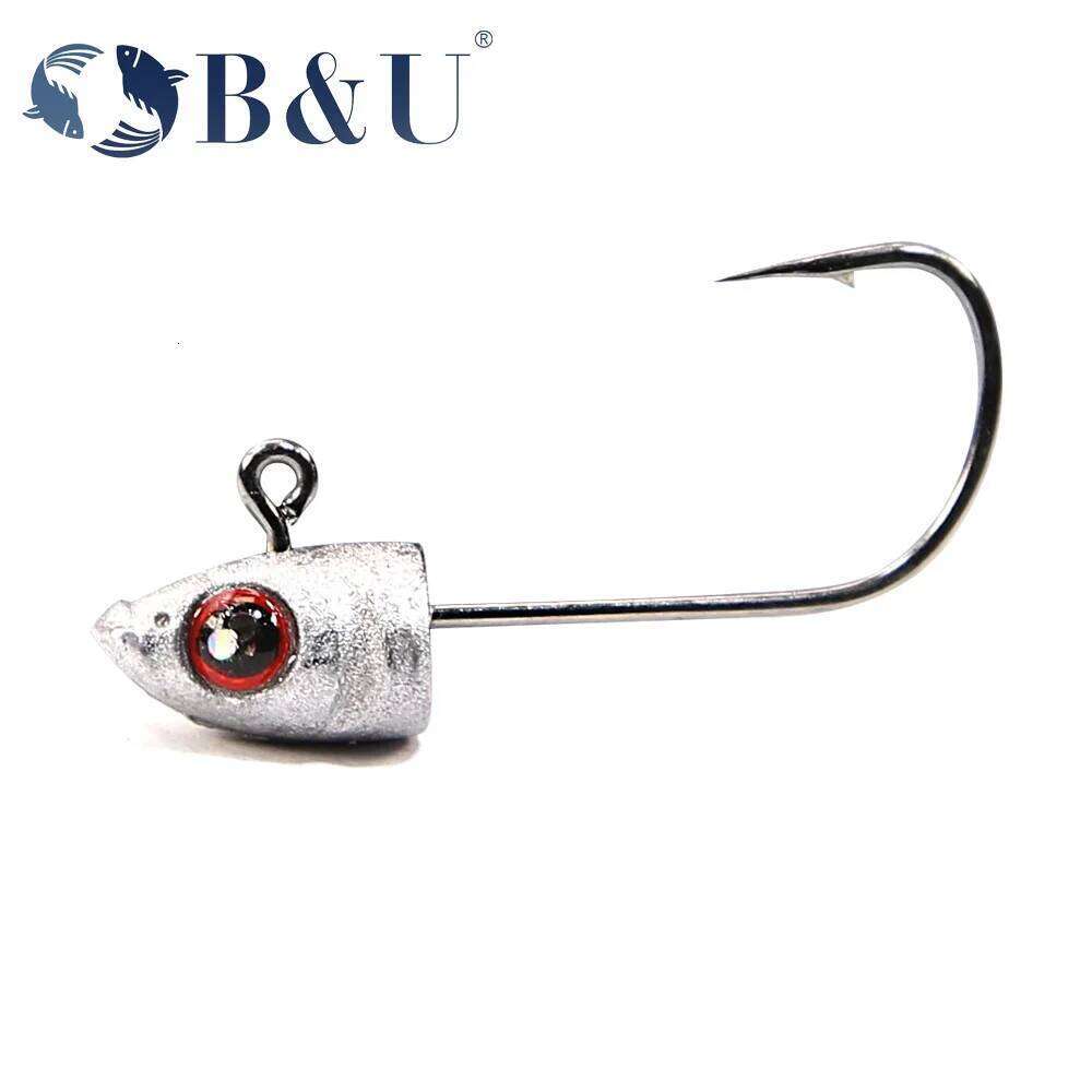 B&U Jig Head Hook Fish Sharp Fishhooks Soft Bait Worm Barbed Hooks Fishing Tackle Hard Lure S260305