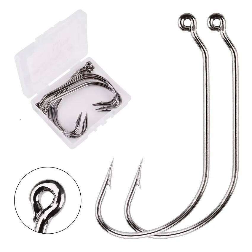 10pc/box Set Carbon Steel Wide Crank Offset Fishhook for Soft Worm Lure Barbed Hook carp Fishing Hooks Tackle S260305