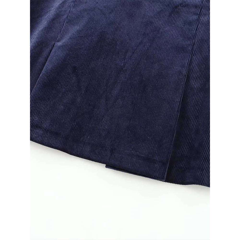 New Fall Women's Clothing European and American Style French Design Fashionable Versatile Corduroy Top Mini Skirt Set XJ260309